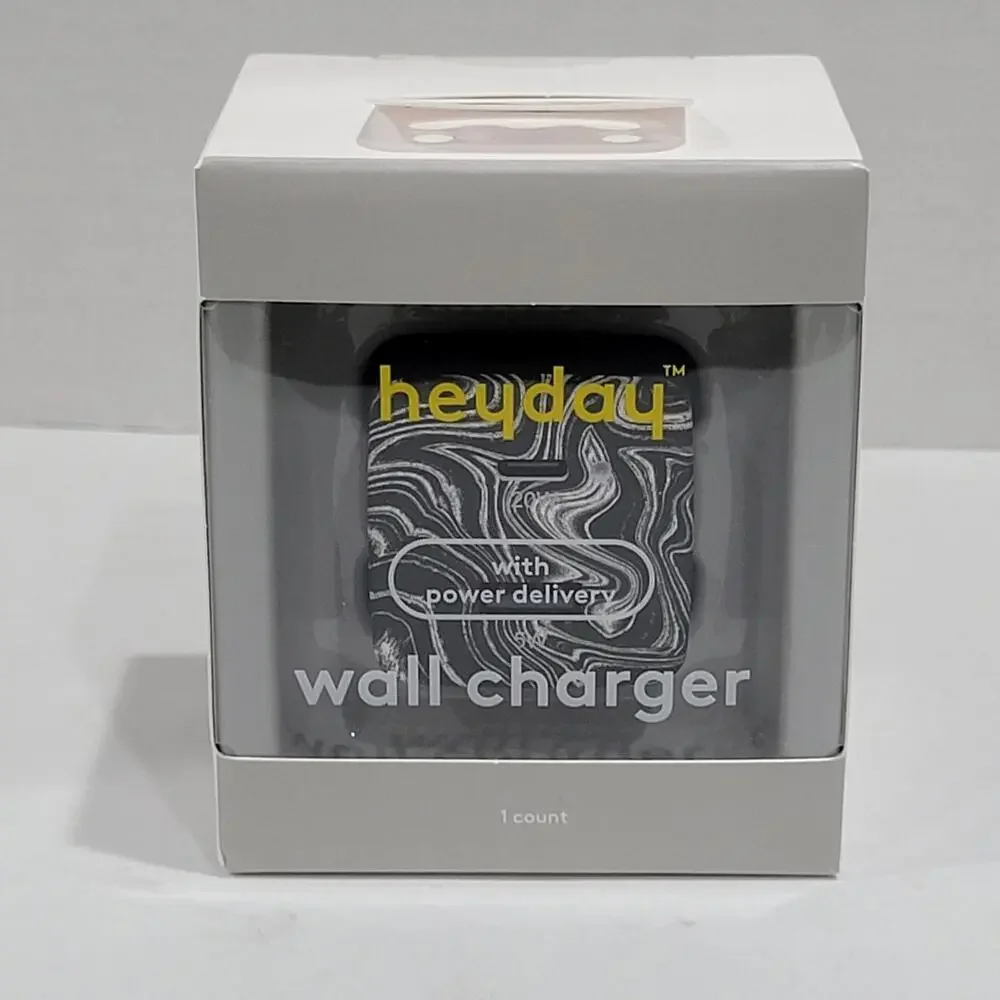 12pk heyday 2-Port USB-A and USB-C Wall Charger (Chrome, Black, Peach) New